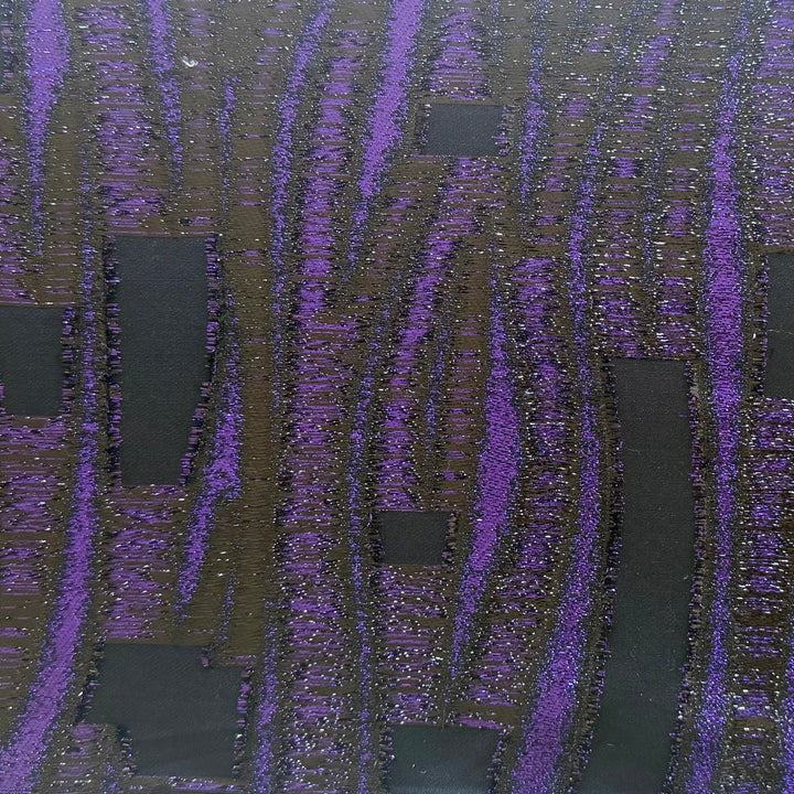 Dramatic Violet Seaweed Skyscrapers Metallic Stretch Polyester Brocade (Made in Italy)