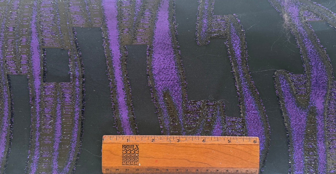 Dramatic Violet Seaweed Skyscrapers Metallic Stretch Polyester Brocade (Made in Italy)
