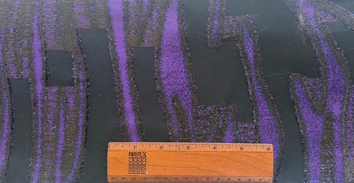 Dramatic Violet Seaweed Skyscrapers Metallic Stretch Polyester Brocade (Made in Italy)