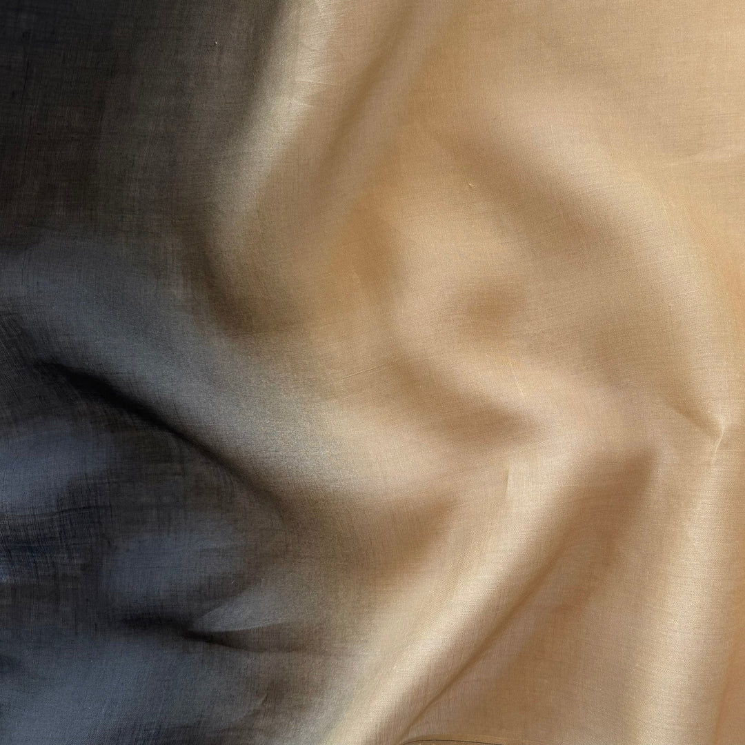 33" Panel - Semi-Sheer Ombré Camel to Coal Handkerchief Linen (Made in Italy)