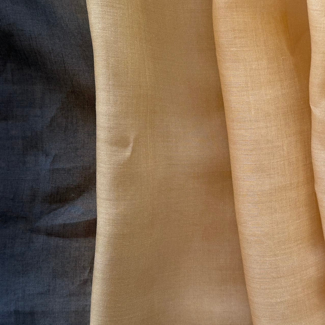 33" Panel - Semi-Sheer Ombré Camel to Coal Handkerchief Linen (Made in Italy)