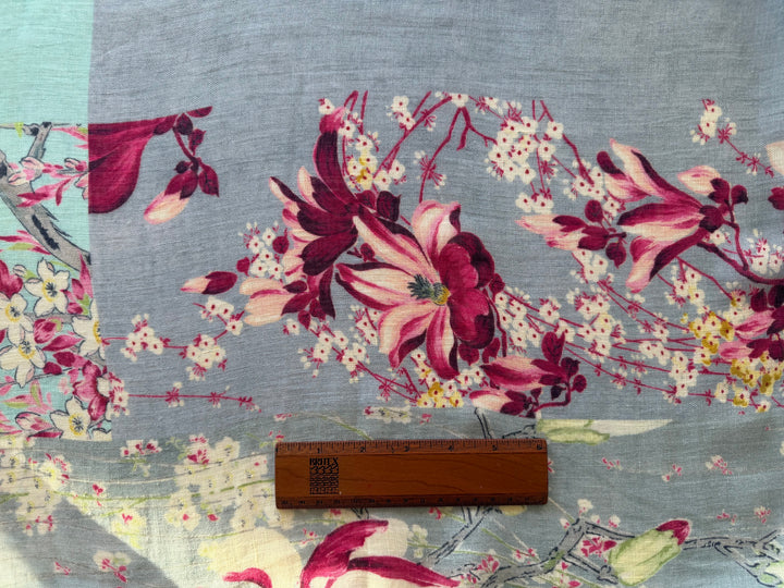 60" Panel - Etro Lilies & Jasmine Patchwork Handkerchief Linen (Made in Italy)