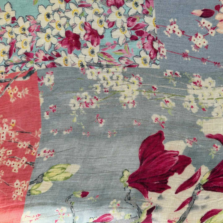 60" Panel - Etro Lilies & Jasmine Patchwork Handkerchief Linen (Made in Italy)
