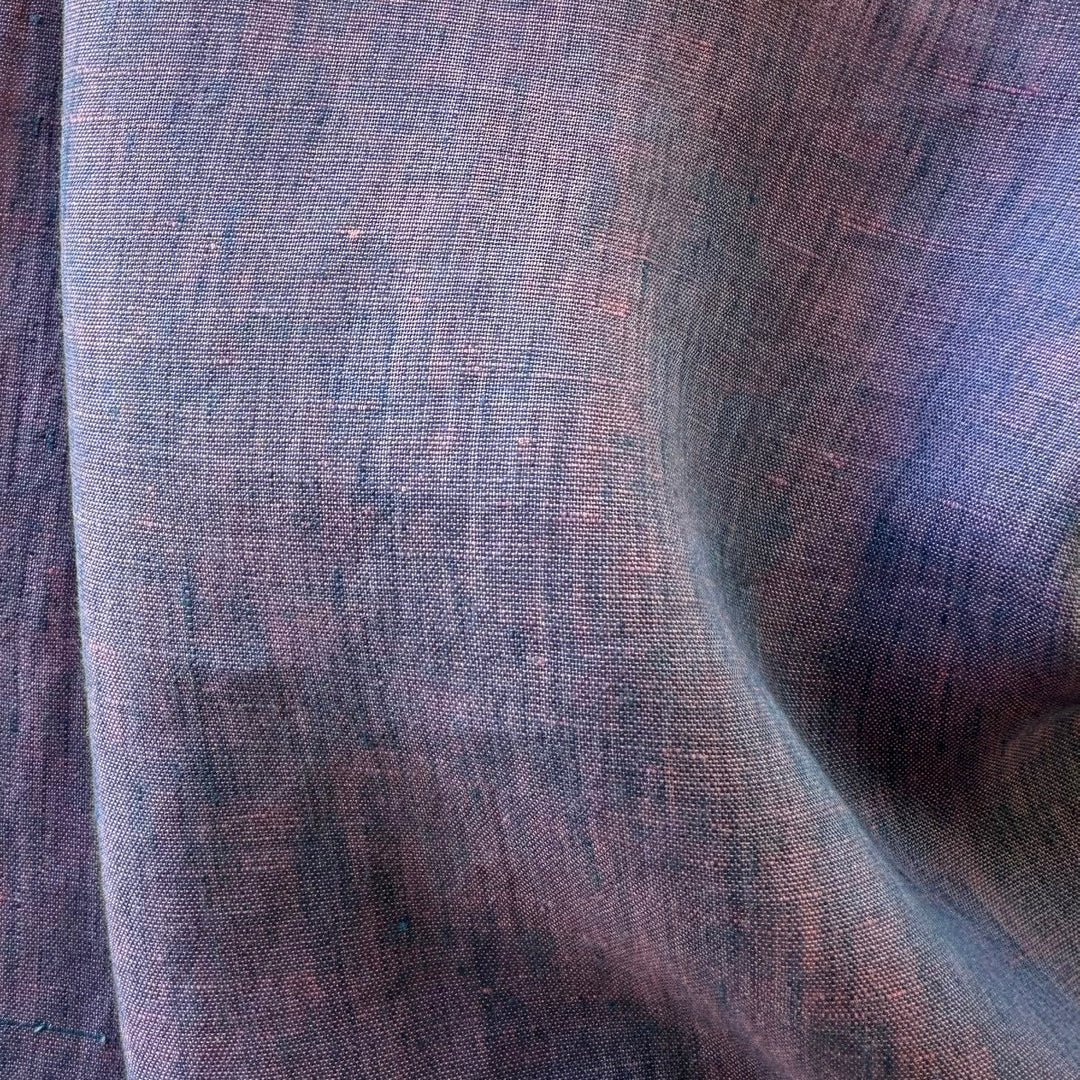 Mid-Weight Lavender & Apricot Iridescent Cross-Woven Linen (Made in Italy)