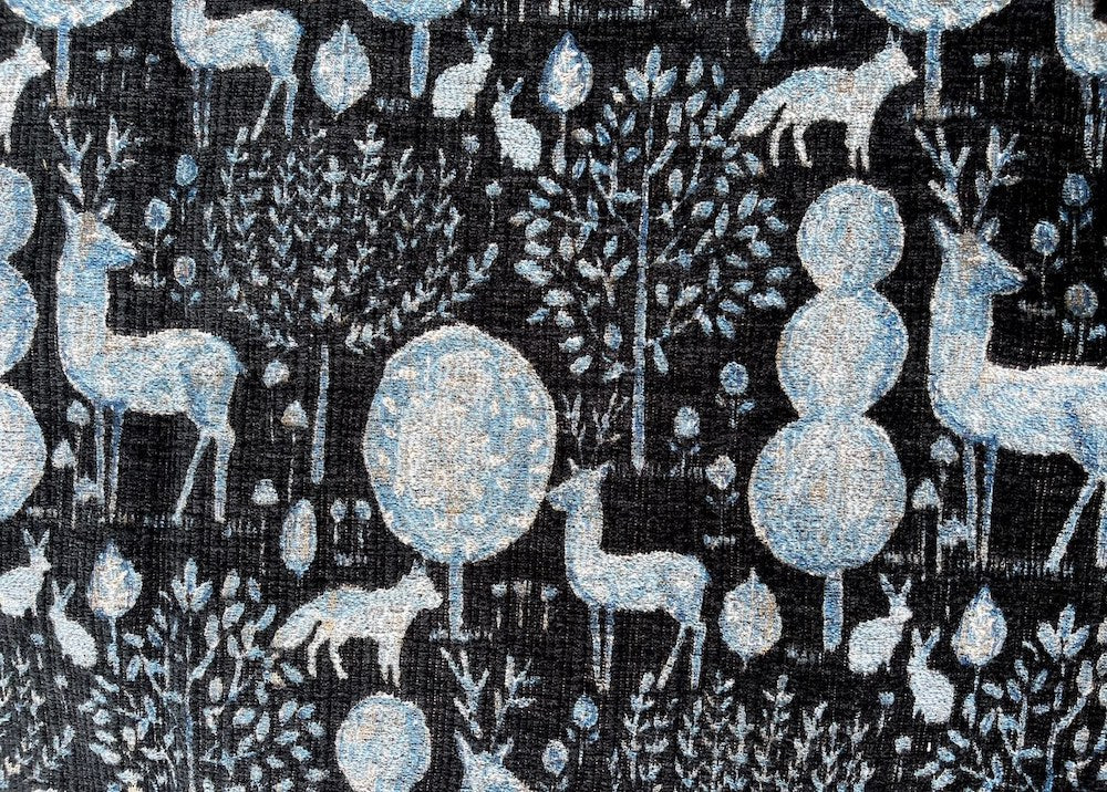 Magical Midnight Forest Creatures Viscose Blend Brocade Tapestry (Made in Turkey)