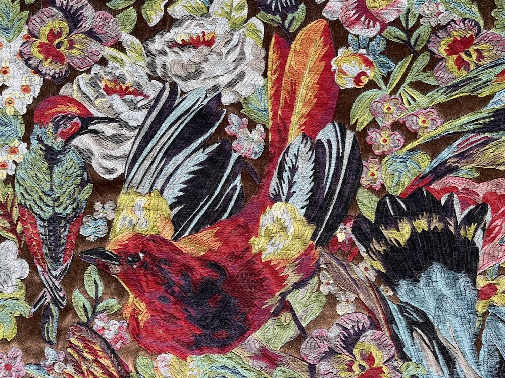 Spirited Avian Paradise Viscose Blend Brocade Tapestry (Made in Turkey)