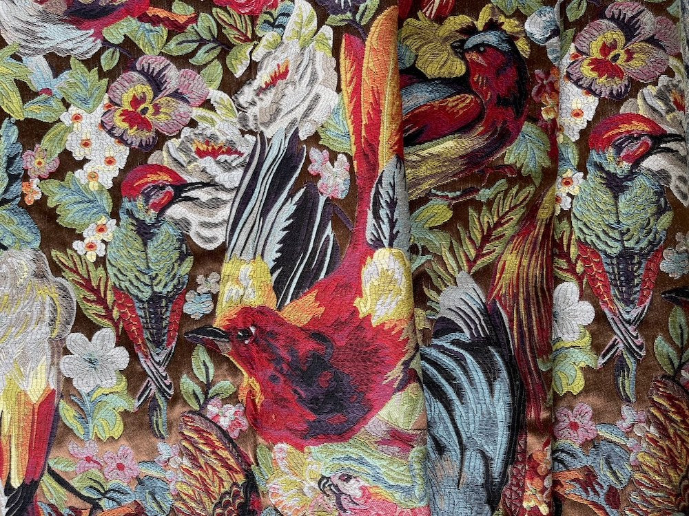 Spirited Avian Paradise Viscose Blend Brocade Tapestry (Made in Turkey)