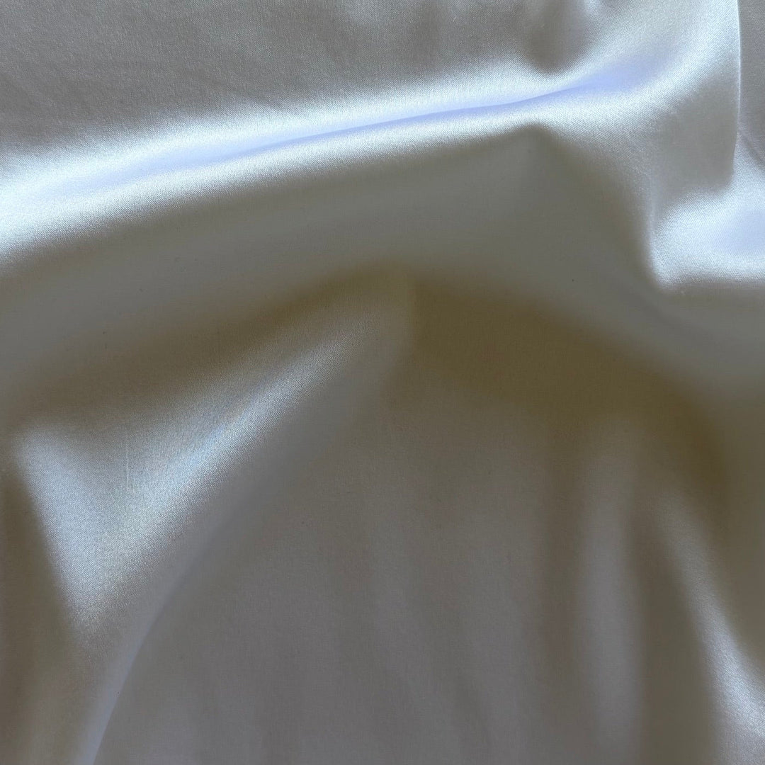 Cloud White Stretch Silk Satin Charmeuse