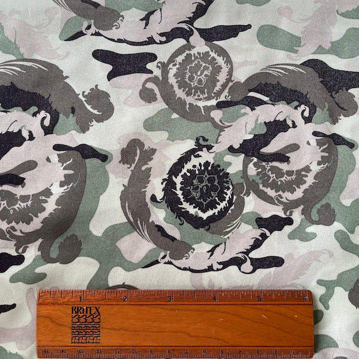 Versace Versatile Seaweed Green Camo Silk Crepe (Made in Italy)