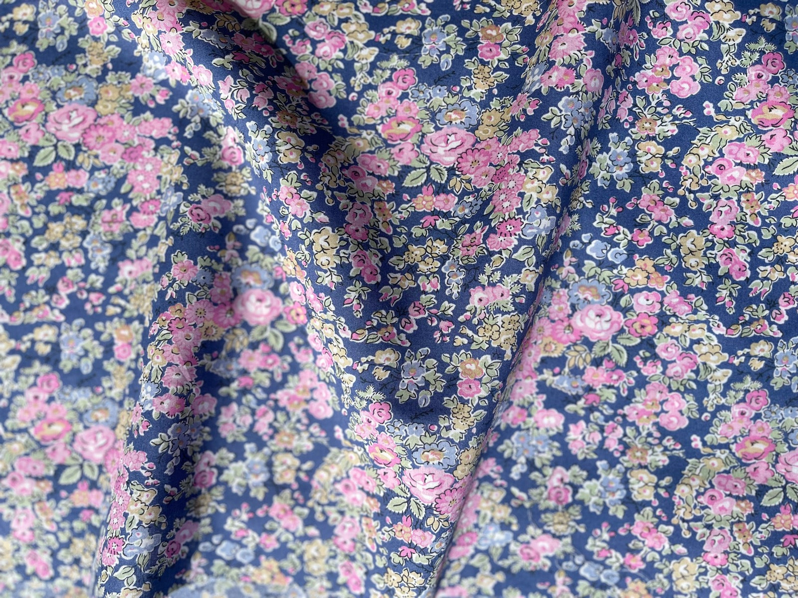 Cotton Fabric, Tatum Rose & Blueberry Liberty of London Tana Cotton ...