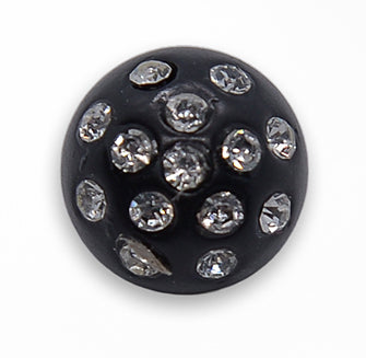 Domed 14 Stars Jet Black Rhinestone Button (Made in Italy)