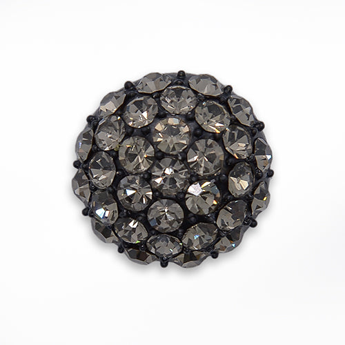 1"  Clear Rhinestone Domed Black Button (Made in Italy)