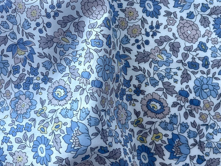 D’Anjo Cornflower & Taupe Liberty of London Tana Cotton Lawn (Made in Italy)