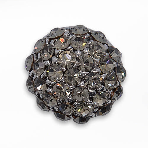 Clear Rhinestone Domed Gunmetal Button (Made in Italy)