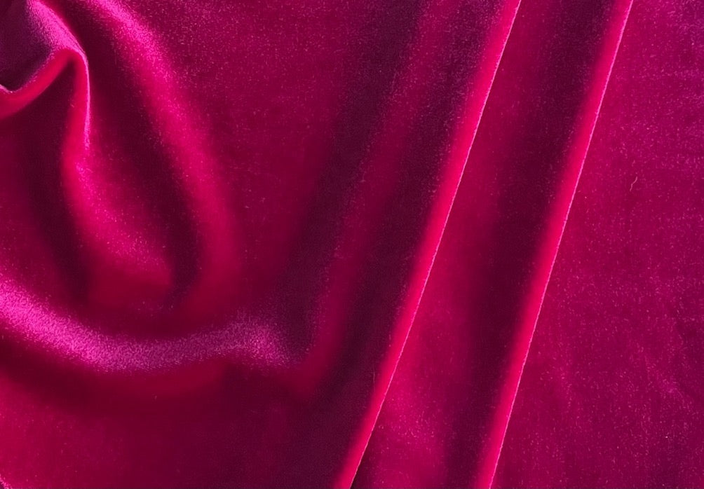 Brilliant Saturated Fuchsia Stretch Polyester Velvet