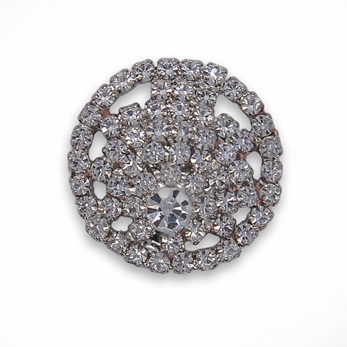 7/8"  Open-Work Asymmetrical Clear Rhinestone Button (Made in Italy)