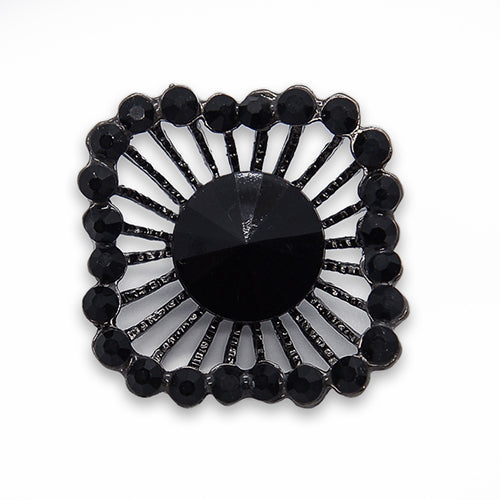 Open-Work Black Square Rhinestone Button (Made in Spain)