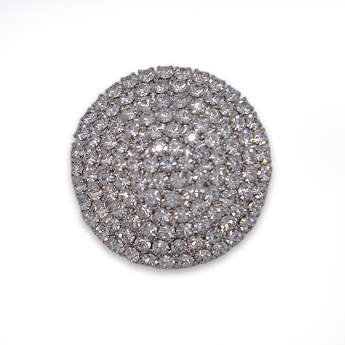 Concentric Clear Silver Rhinestone Button (Made in Italy)