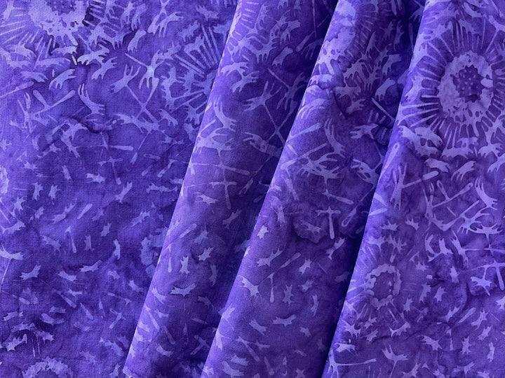 Vivid Violet Dandelion Puffs Cotton Batik (Made in Indonesia)