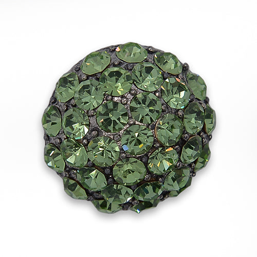 Domed Grass Green Rhinestone Button (Made in Italy)