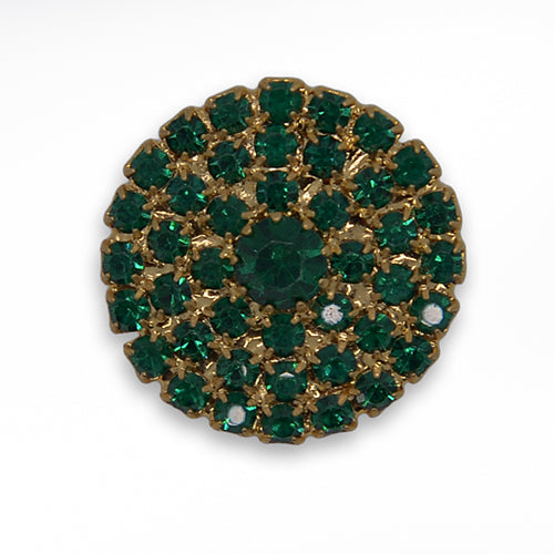 Emerald Green Rhinestone Gold Button (Made in USA)