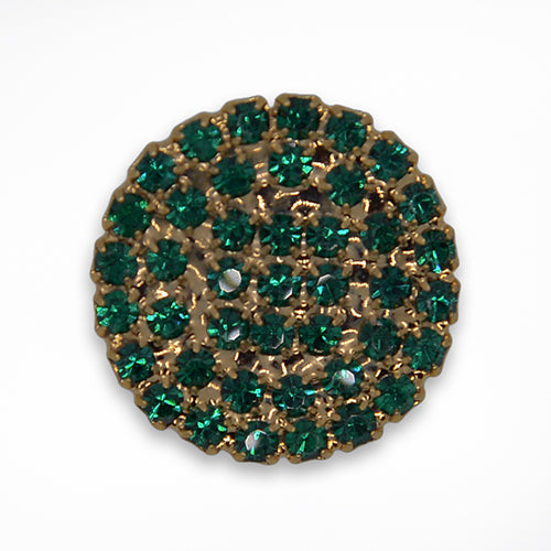 Pavé Emerald Green Rhinestone Gold Button (Made in USA)