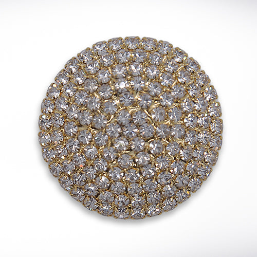 1 1/4" Concentric Clear Gold Rhinestone Button (Made in Italy)