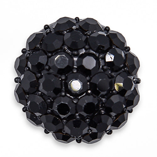 Domed Jet Black Rhinestone Button (Made in Italy)