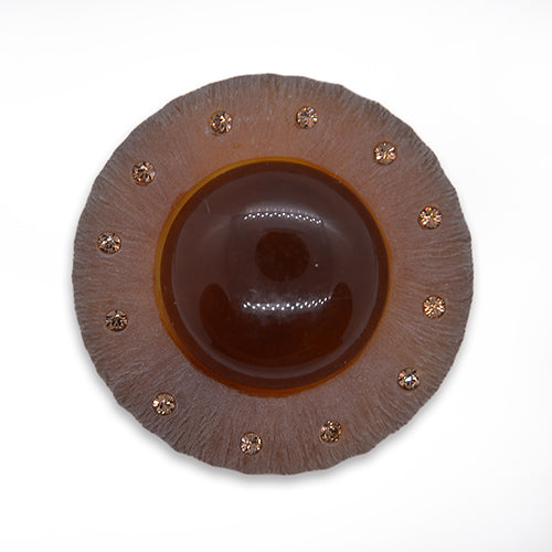 1 1/2" Domed Cinnamon Satellite Rhinestone Button (Made in Italy)