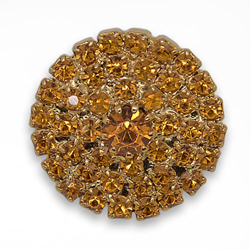Clustered Golden Amber Rhinestone Button (Made in Italy)
