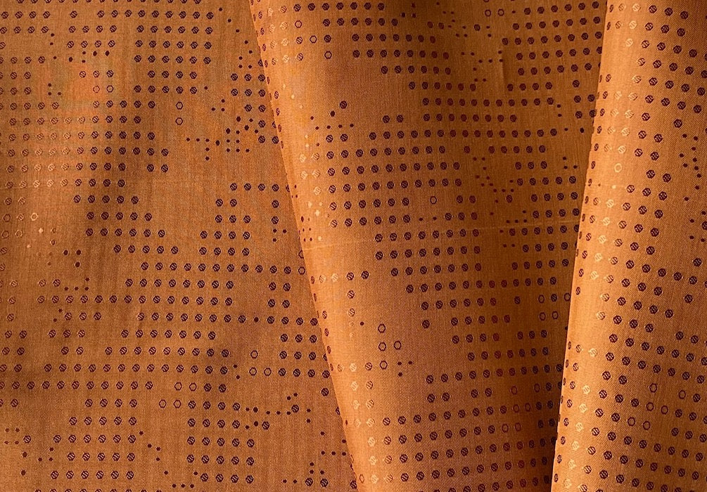 Pumpkin Saffron Hexagonal Rayon Bemberg Twill Jacquard Lining (Made in Italy)