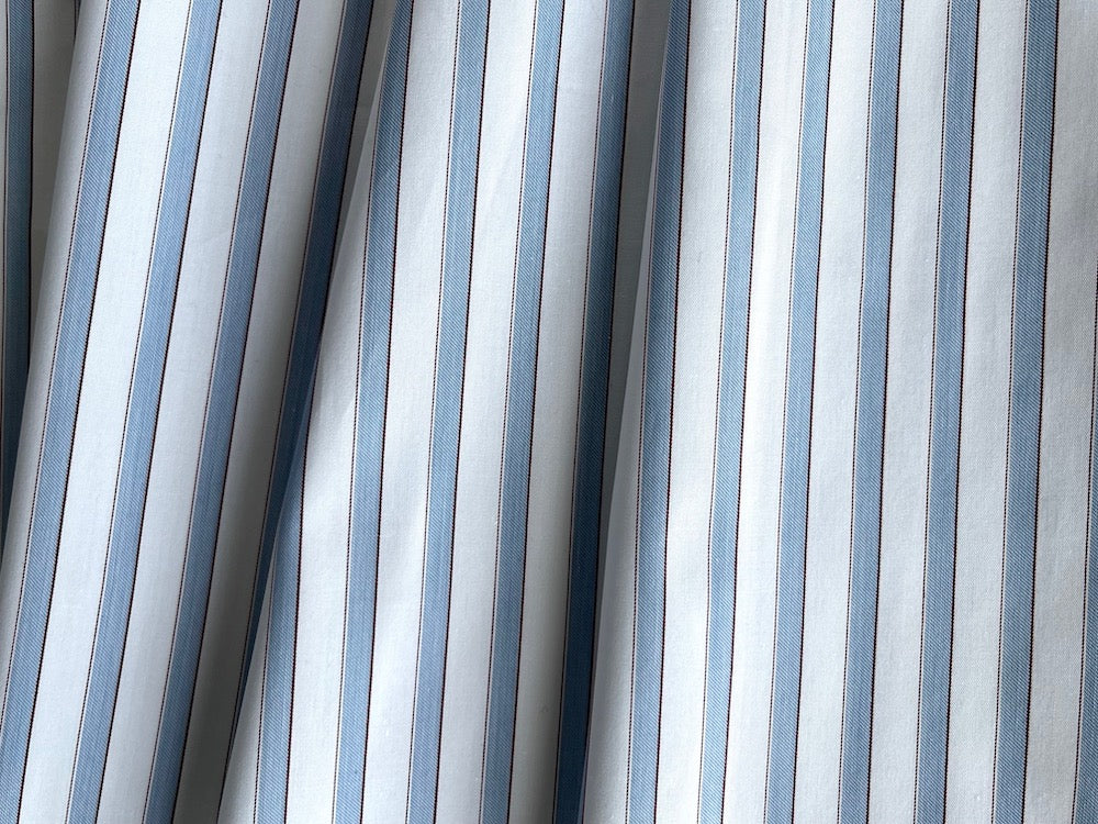 Cotton Fabric, Classic Powder Blue & White Shadow Stripe Cotton Shirting  (Made in Italy) – Britex Fabrics