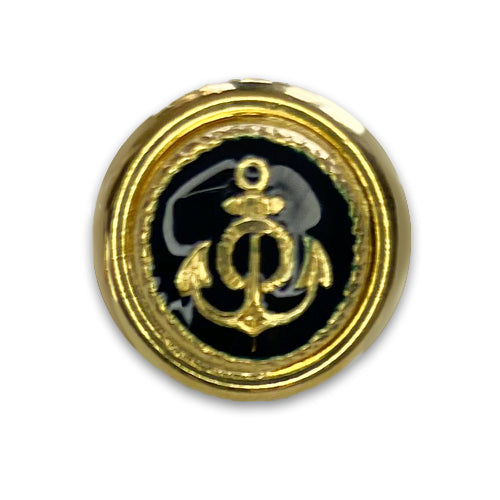 3/4" Navy & Gold Anchor Enameled Blazer Button (Made in Italy)