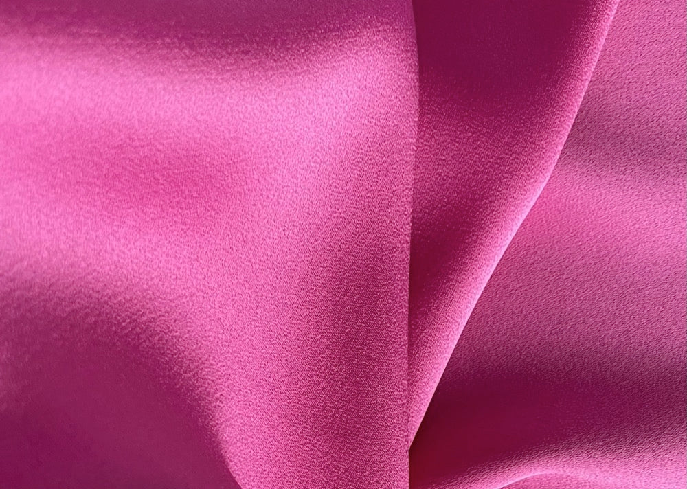 Luxurious Deep Rose Pink Fluid Rayon Blend Crepe Back Satin (Made in Italy)