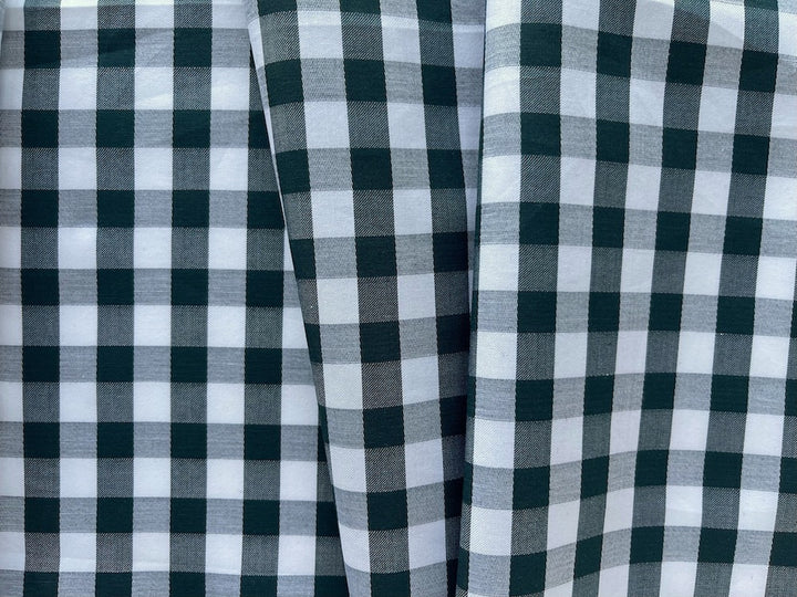 Deep Bottle Green & White 1/2" Gingham Cotton Lawn (Made in Italy)