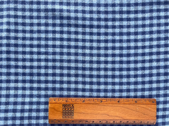 Cheery Admiral & Sky Blue Check Cotton Flannel Shirting (Made in Italy)