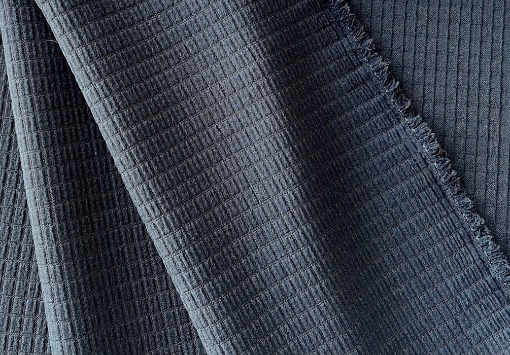 Delicate Mock Quilted Black Stretch Polyester