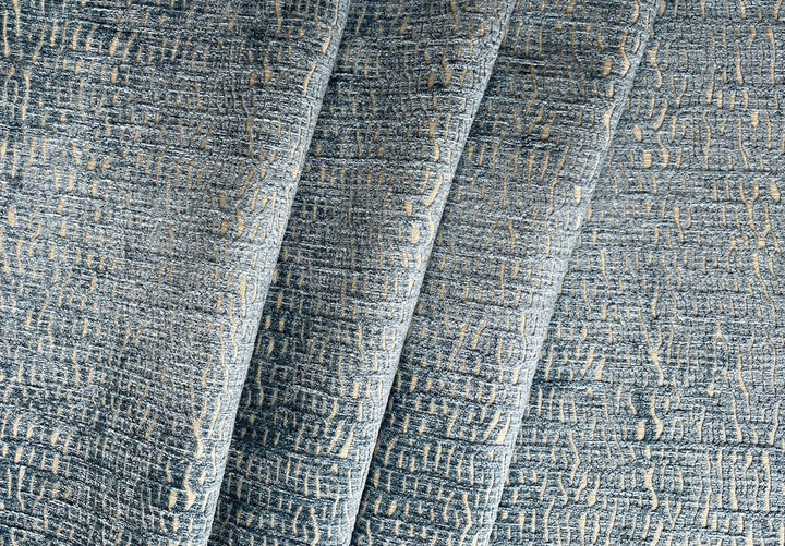Sky Blue Striated Marks Viscose Blend Chenille Velvet (Made in India)