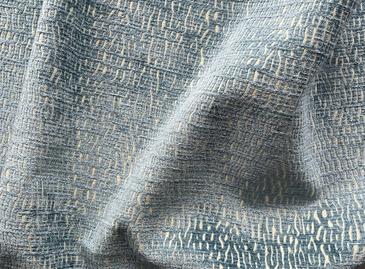 Sky Blue Striated Marks Viscose Blend Chenille Velvet (Made in India)