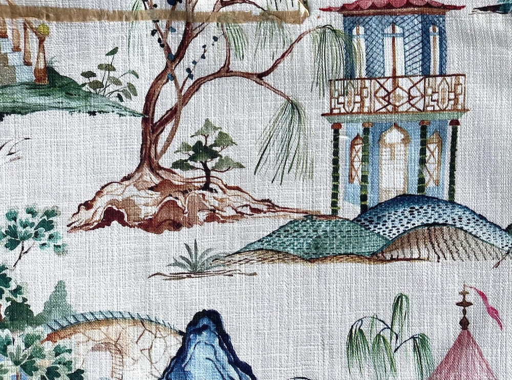 Charming Asian-Inspired Countryside Textured Cotton Toile (Made in India)