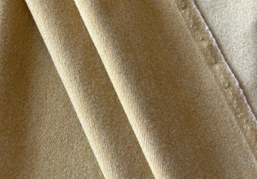 Brushed Flaxen Wheat Twill Wool Coating