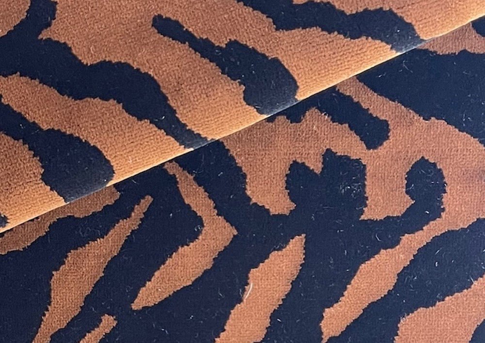 Heavy-Weight Swank Ginger & Black Tiger Velvet (Made in India)