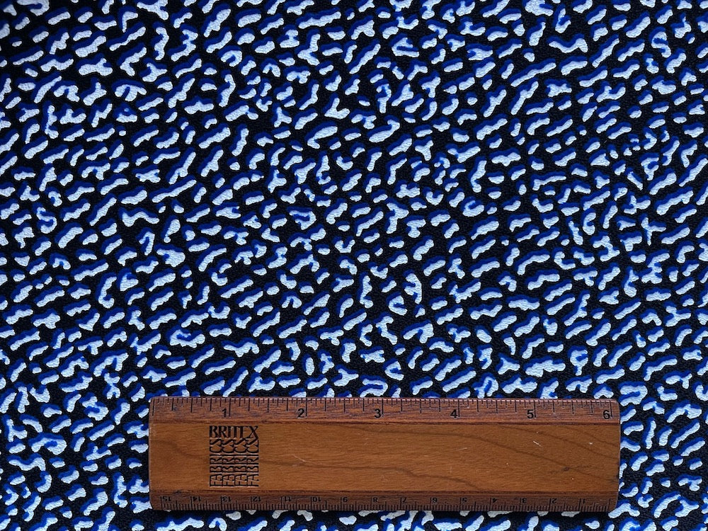 63" Panel -  Royal Blue & Black Mock Pointillist Viscose Crepe (Made in Italy)