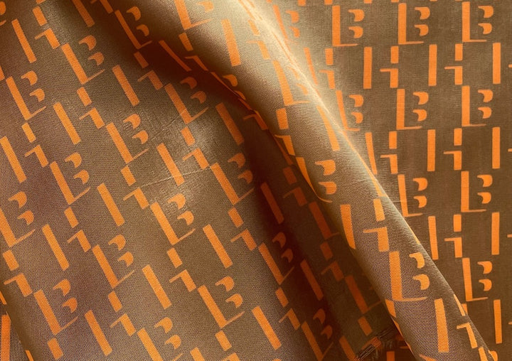 Designer Tangerine "H"s & "B"s on Raw Umber Rayon Bemberg Lining (Made in Italy)