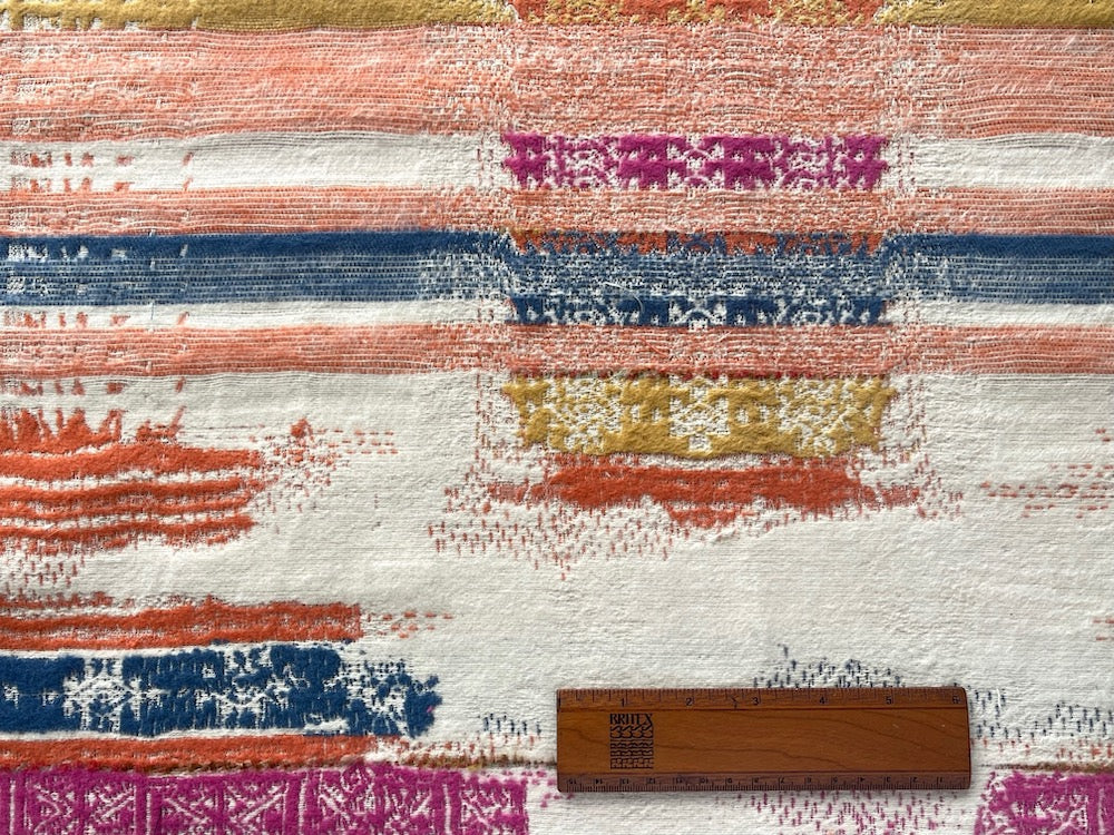 Aztec-Inspired Medallions on Slubbed Brushed Powdered Ivory Cotton (Made in USA)