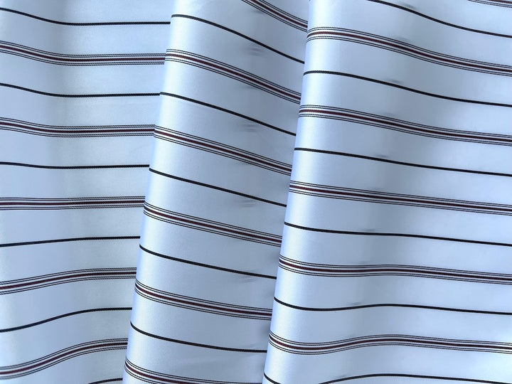Striped Wine & Black White Rayon Bemberg Lining (Made in Italy)