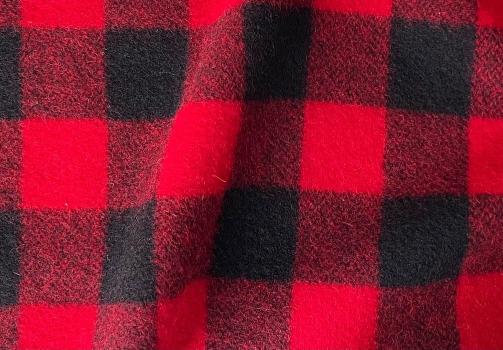 Wool Fabric, Classic Red & Black Buffalo Check Brushed Wool – Britex Fabrics