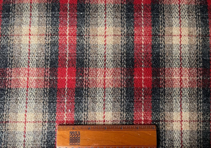 Delightfully Rustic Carmine, Mushroom, Charcoal & Black Wool Plaid
