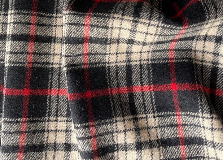 Mid-Weight Sophisticated Soot, Cherry & Ivory Wool Plaid