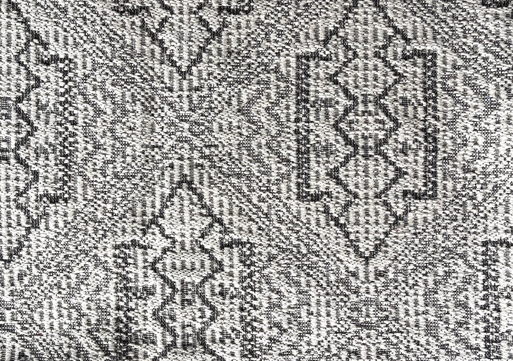 Chunky Geometric Medallion in Neutral Fossil Grey & Warm Ivory Rayon Blend (Made in USA)